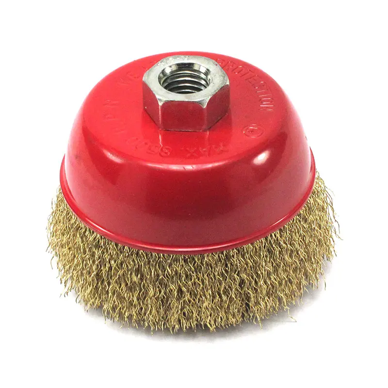 95075.jpg Brown USA Crimped Wire Cup Brushes 3 Inch - Image 1
