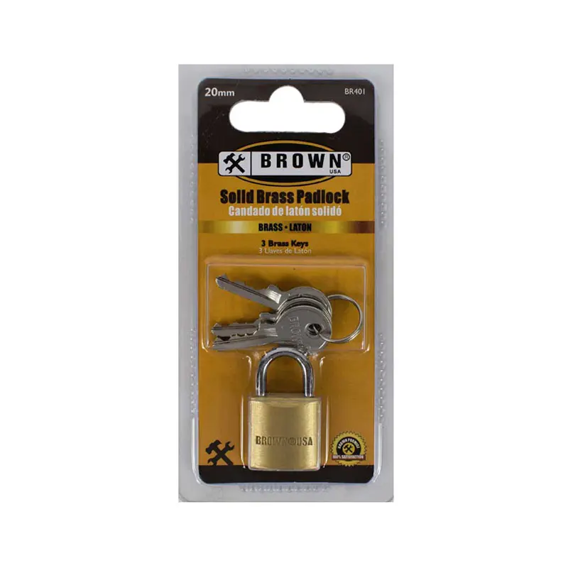 BR401 Brown USA Solid Brass Padlock 20mm - Image 1