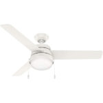 Aker Ceiling Fan with LED Light, Fresh White 52"