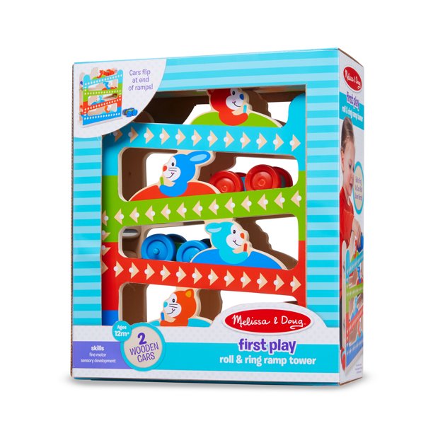 000772301305.jpg First Play Roll & Ring Ramp Tower With 2 Wooden Cars, Item #30130 - Image 1