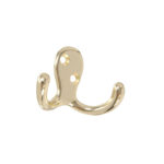 Hillman Brass Double Clothes Hook 2Pk