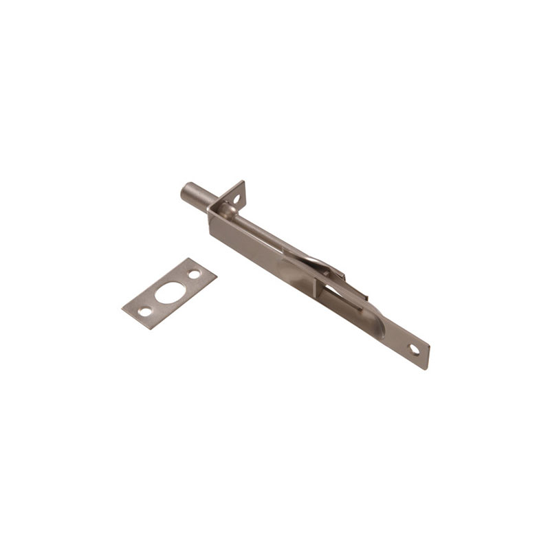 008236988017.jpg Hillman 6 Inch Satin Nickel Flush Bolt - Image 1