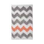 iDesign Microfiber Chevron Rug Light Gray/Coral 34" x 21"