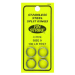 Fin Strike Split Rings Stainless Steel (Size 9, 100 pound-test, 4 piece)