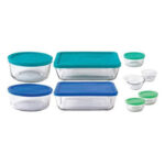 20-Piece Glass Food Storage Set With Mixed Blue Lids