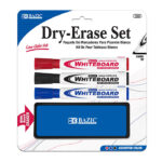 Chisel Tip Assorted 3 Color Dry Erase Marker w/ Eraser