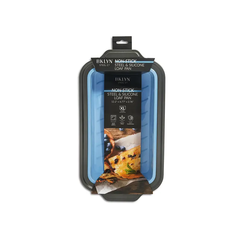 196557122958 Core Home Steel & Silicone Loaf Pan With Liner Blue - Image 1