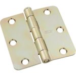 National 3 In. x 1/4 In. Radius Satin Brass Door Hinge