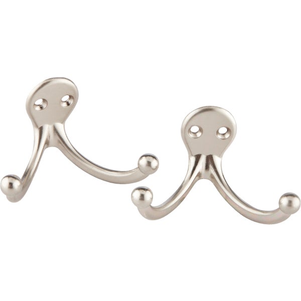 215127.jpg National Satin Nickel Double Cloth Wardrobe Hook, 2 per Card - Image 1