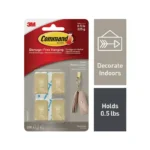 Command Small Metallic Brass Decorative Hook 4 Hooks 5 Strips