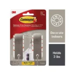 Command Medium Brushed Nickel Decorative Hook 2 Hooks 4 Strips