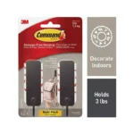 Command Medium Matte Black Decorative Hook 2 Hooks 4 Strips