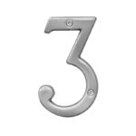 Hy-Ko Prestige Series 4 Inch Satin Nickel House Number Three