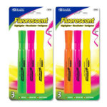 Desk Style Fluorescent Highlighters - 3/Pack