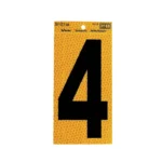 Hy-Ko Reflective Number 4 Yellow 5"