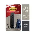 Command Large Decorative Matte Black Double Hook 1 Hook 1 Strip