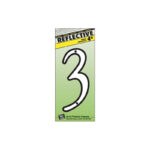 Hy-Ko Reflective Plastic House Number Three 4 Inch