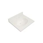 Modular Vanity Tops Solid White Cultured Marble Flat Edge Vanity Top with Oval Bowl