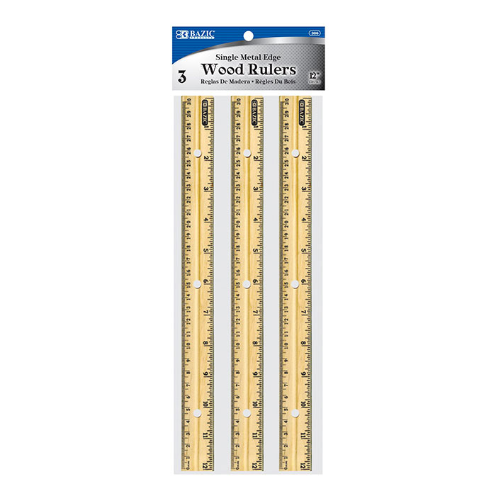 306.jpg Wooden Ruler 12" (30cm) - 3/Pack - Image 1