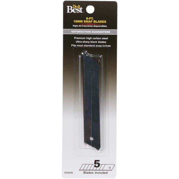 314218.jpg Do it Best 18 mm 8-Point Black Snap-Off Knife Blade (5-Pack) - Image 1