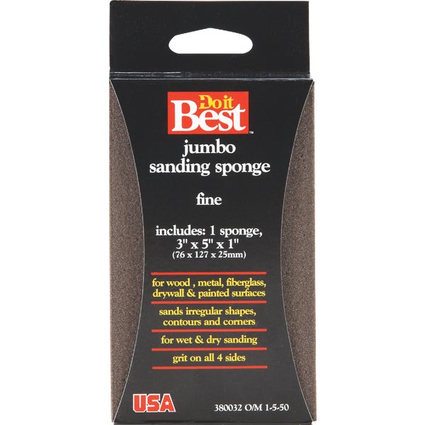 380032.jpg Do it Best Jumbo All-Purpose 3 In. x 5 In. x 1 In. 120 Grit Fine Sanding Sponge - Image 1