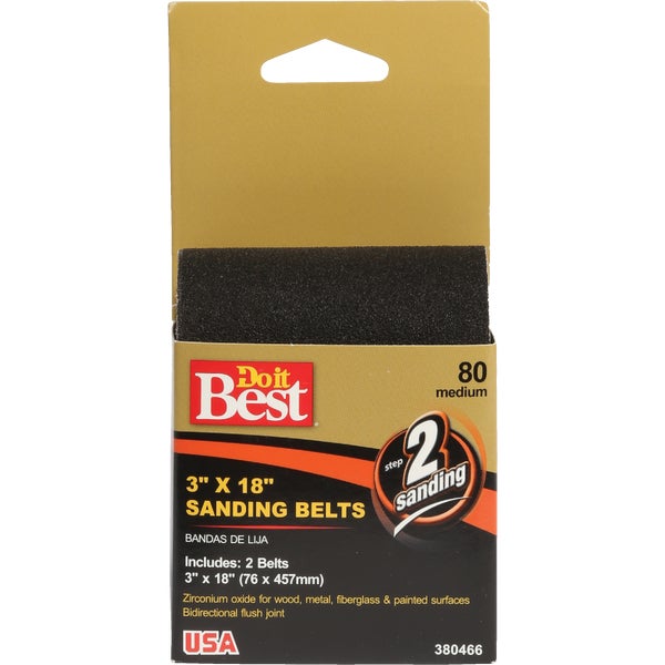 380466.jpg Do it Best 3 In. x 18 In. 80 Grit Heavy-Duty Premium Sanding Belt (2-Pack) - Image 1