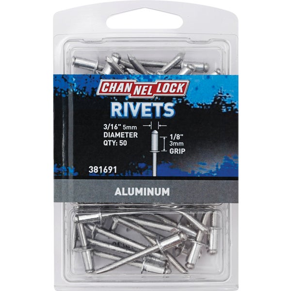 381691.jpg Channellock 3/16 In. Dia. x 1/8 In. Grip Aluminum Multigrip POP Rivet (50-Pack) - Image 1