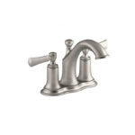 Kohler Elliston Brushed Nickel 2-Handle Lever 4 Inch Centerset Bathroom Faucet with Pop-Up