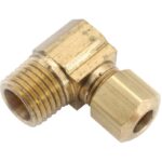 Anderson Metals 3/8" x 1/2" Male Compression Brass Elbow (1/4 Bend)