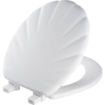 Mayfair Round Closed Front Sculptured Shell White Wood Toilet Seat
