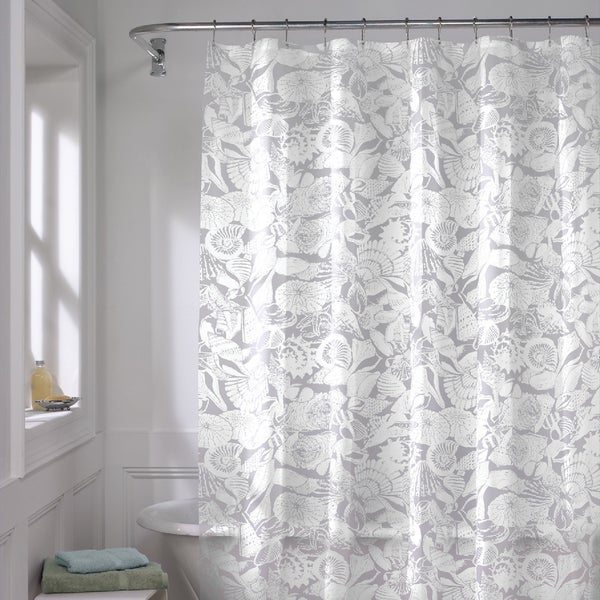 471486.jpg Zenith Zenna Home 70 In. x 72 In. White/Gray PEVA Seashell Shower Curtain Set - Image 1