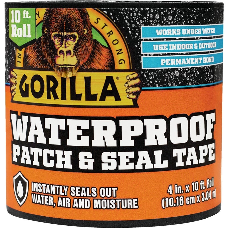 499924.jpg Gorilla 4 In. x 10 Ft. Waterproof Patch & Seal Repair Tape, Black - Image 1