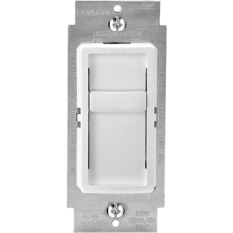 500474.jpg Leviton Decora Incandescent/Halogen/LED/CFL White Slide Dimmer Switch - Image 1