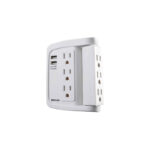 Woods 2-USB/6-Standard Outlet 2.4A/15A White Swivel Surge Tap