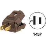Leviton 15A 125V 2-Wire 2-Pole Hinged Cord Plug, Brown