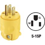 Leviton 15A 125V 3-Wire 2-Pole Residential Grade Cord Plug, Yellow