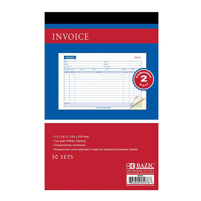 5076.jpg Invoice Book 2-Part Carbonless (5 9/16" x 8 7/16") - 50 Sets - Image 1