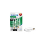 Philips 60W Equivalent Clear Candelabra Base Decorative Light Bulb 2 PK