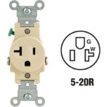 Leviton 20A Ivory Commercial Grade 5-20R Shallow Single Outlet