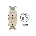 Leviton 20A Light Almond Shallow Commercial Grade 5-20R Duplex Outlet