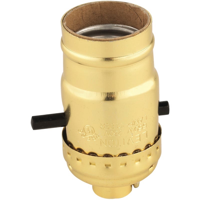 513670.jpg Leviton Push-Button Medium Base Polished Gilt Lamp Socket - Image 1