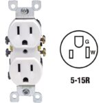 Leviton 15A White Shallow Grounded 5-15R Duplex Outlet