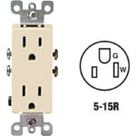 Leviton Decora 15A Ivory Residential Grade 5-15R Duplex Outlet