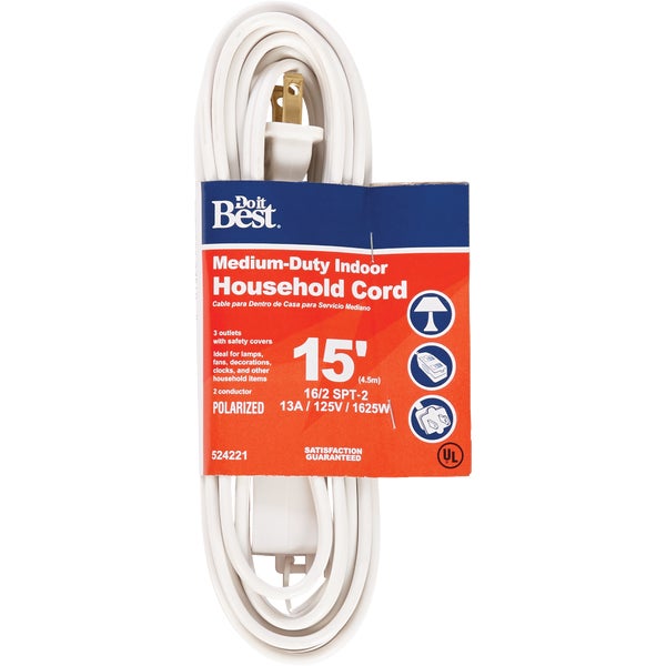 524221.jpg Do it Best 15 Ft. 16/2 White Cube Tap Extension Cord - Image 1