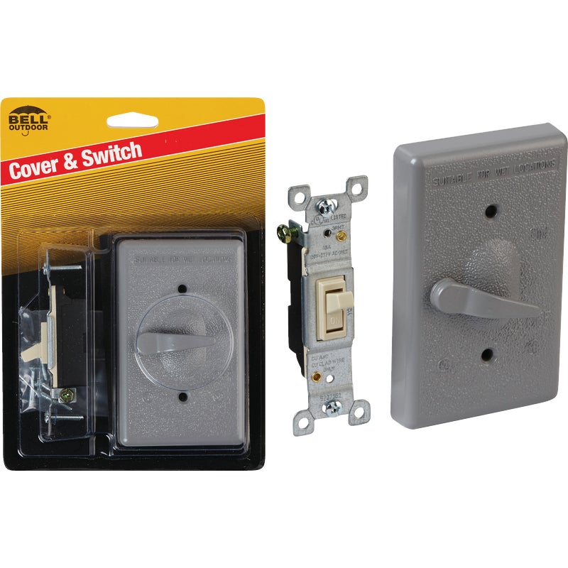 527362.jpg Bell Single Pole Vertical Mount Gray Weatherproof Outdoor Switch Cover - Image 1