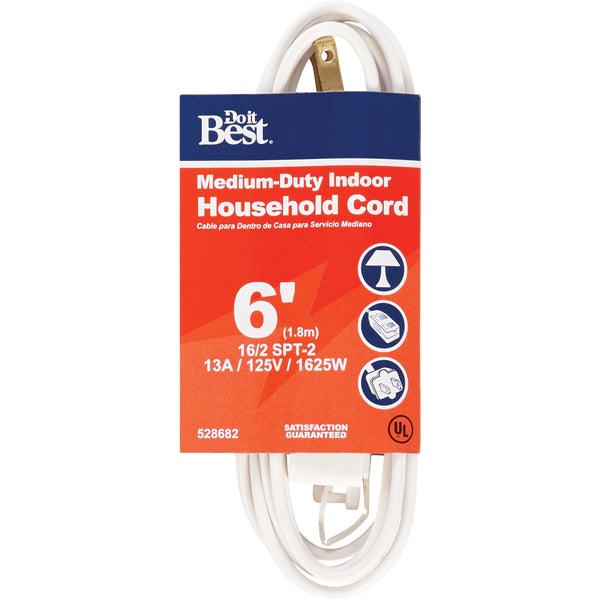 528682.jpg Do it Best 6 Ft. 16/2 White Cube Tap Extension Cord - Image 1