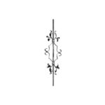 Wrought Iron Picket (53/1) with Scroll and Leaves, 9-1/4 Inch (W) X 35-7/16 Inch (H)
