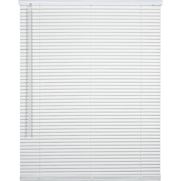 603121.jpg Home Impressions 27 In. x 64 In. x 1 In. White Vinyl Light Filtering Cordless Mini Blind - Image 1
