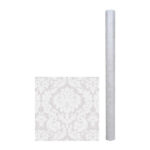Magic Cover Damask White Pattern Flannel Backed Versatile Covering