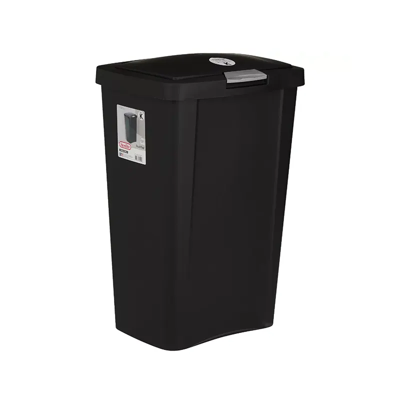 614657 Sterilite TouchTop Wastebasket 13 Gallon Black - Image 1